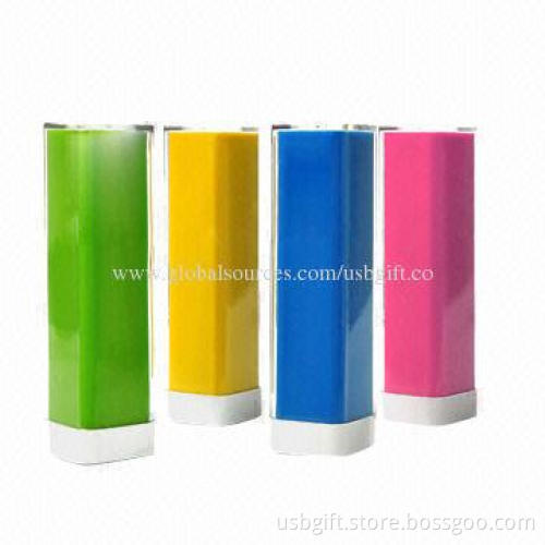 Power bank charger 2,600mAh, lipstick style for iPhone 5S/5C/5G Galaxy Note 3